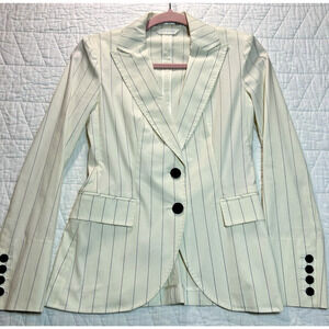Michaa Michaa Women's Single Breasted Blazer Jacket Ivory pin striped size 2